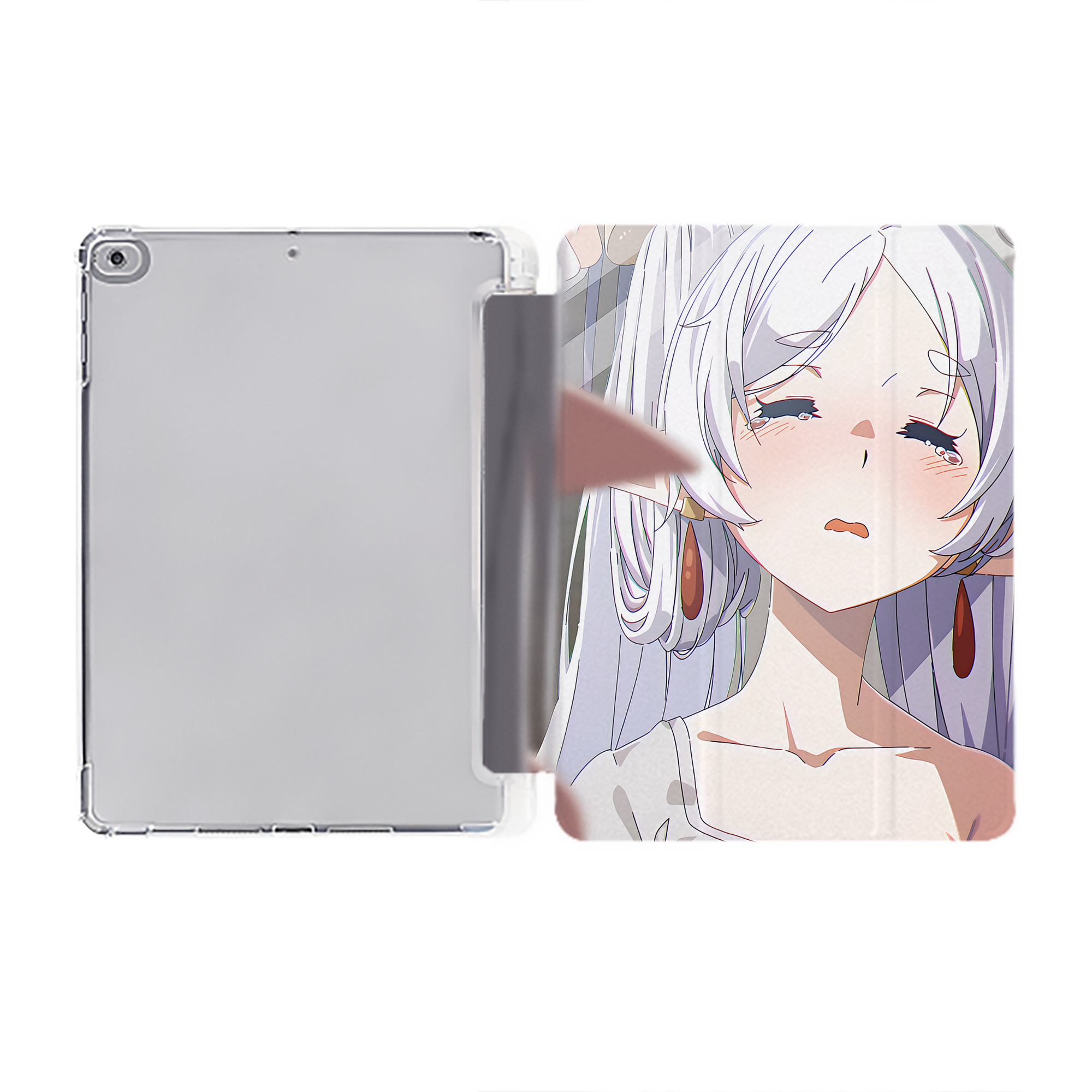 （画像用） 葬送のフリーレン Frieren IPad ケース ペン収納付き 三つ折りスタンド PUレザー×シリコン 対応機種9.5/10.5/10.9インチ